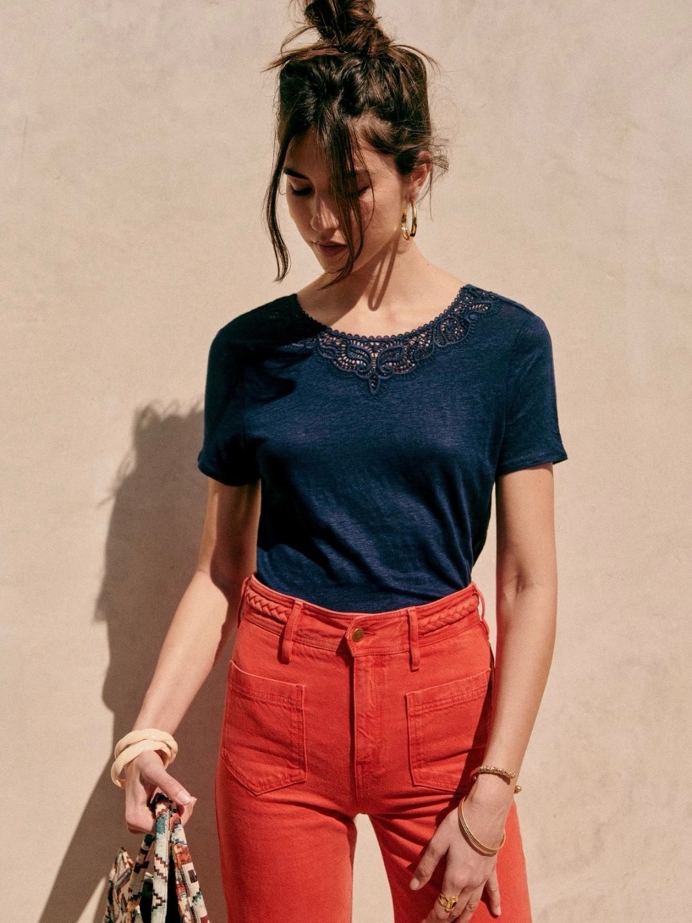 NWT Sezane Mina linen top t shirt